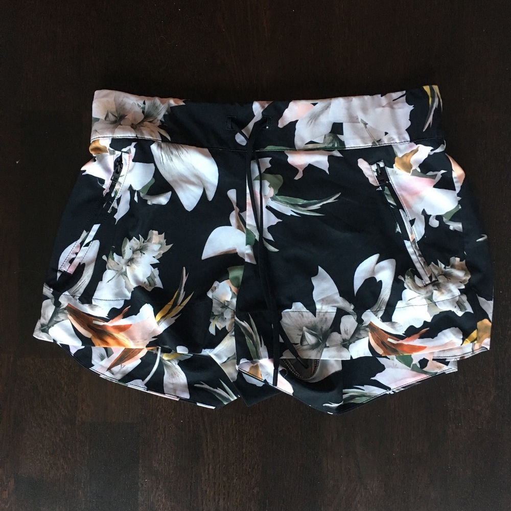 Black floral shorts